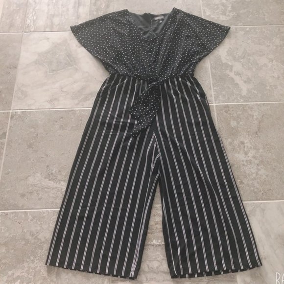 Luxology Jumpsuit Tie-Front Stripe & Polka Dot Print Plus Size 14 NWT - Picture 11 of 13